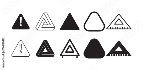 warning triangle icon set. Warning sign with exclamation mark.  for mobile concept and web design. vector illustration eps 10