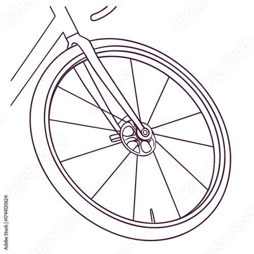 Close up of a bicycle front wheel