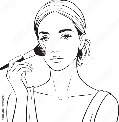 woman applying make up