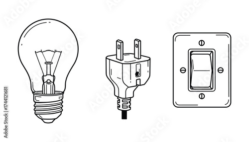 Lightbulb, Electric Plug, Light Switch