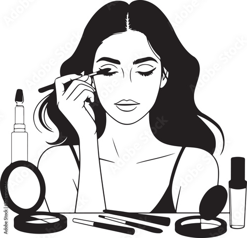 woman applying make up