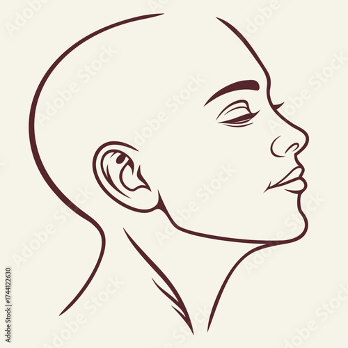 Profile of a woman in line art style drawing