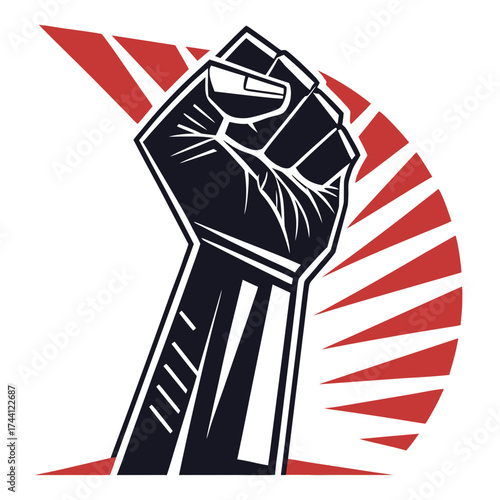 Raised fist vector illustration, symbol of freedom and revolution