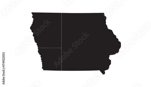 Black silhouette map of iowa state for geographic and travel applications
