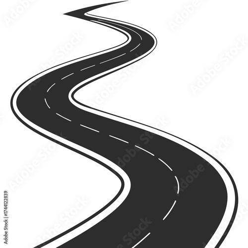 Sinuous road illustration, stretching into the distance