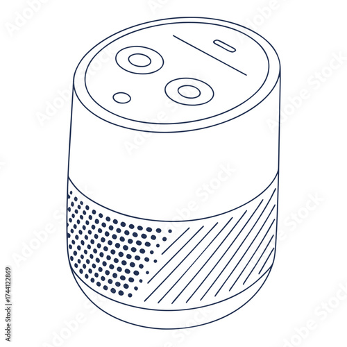 Smart home assistant speaker line art
