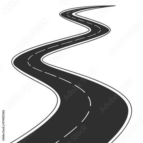 Winding road illustration, leading into the distance