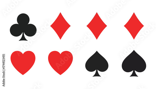 Playing card suits symbols icons set club diamond heart spade gambling casino game entertainment