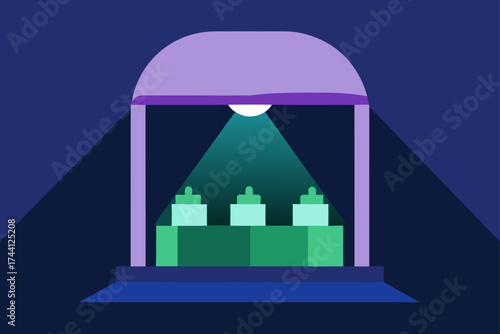 Retail glowwave showcase vector illustration storefront display