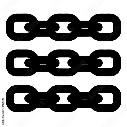 Vector art of three rows of hand drawn chain doodle style chain links symbol of connection, strength, and security vector illustration