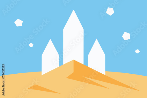 Abstract geometric sand dunes and water droplets illustration