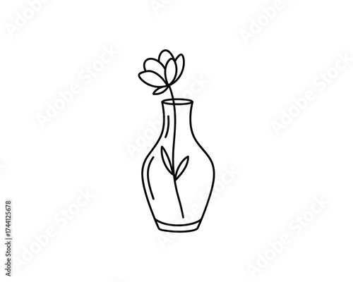Minimalist single flower in vase outline