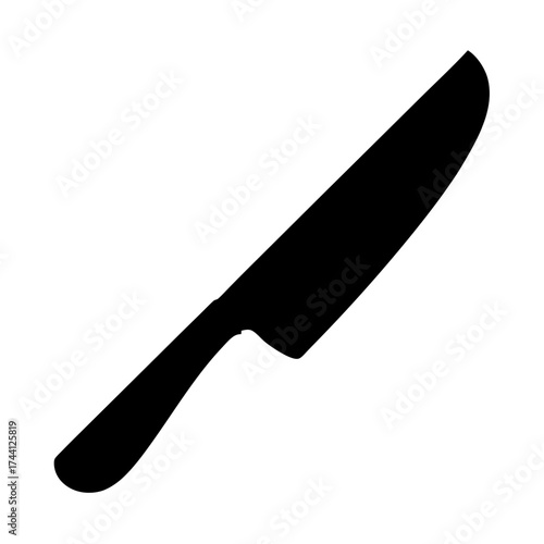 Illustration of a black knife, symbolizing kitchen tools, cooking utensils, and culinary preparation for chefs