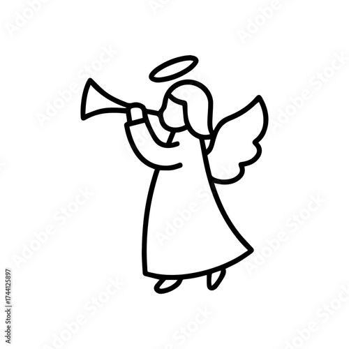 outline icon angel with a trumpet vector on a white background
Vector outline icon of a holiday on a white background