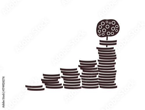 Isolated Concept of Investment Growth with Coin Stack Vector Graphic