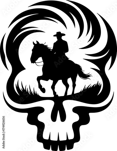 Skull Cowboy Silhouette Western Spirit in Art and Design