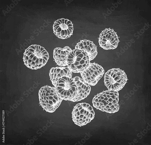 Raspberry handful chalk sketch