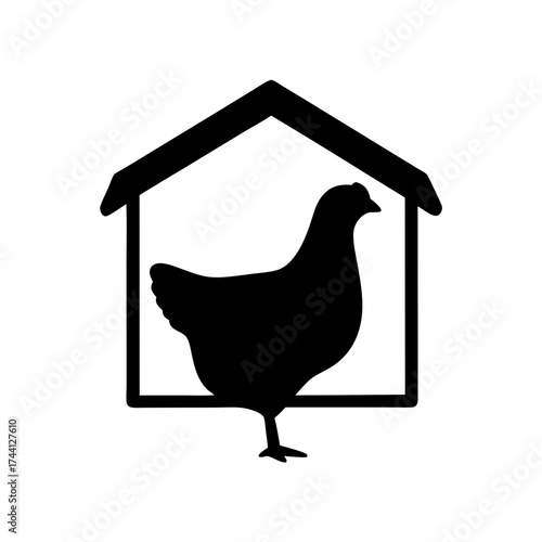 Vector art of chicken in a house a symbol of home, farm, poultry, and the simple pleasures of rural life