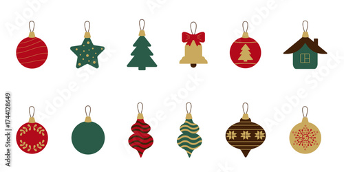 Vector collection of Christmas decorations on the theme of the new year