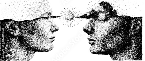 Dual silhouette interaction in dotwork stipple style for unique design concepts