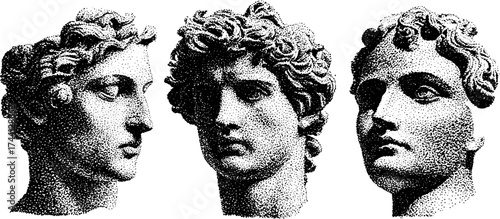 Classic venus figures in dotwork stippling art - detailed artistic design for print and decor