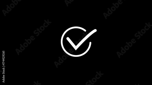 Check mark, tick mark icon with circle loading animated, that symbolizes approval, success, or task completion, websites, tutorials, info graphics, and business presentation with 4k video animation.