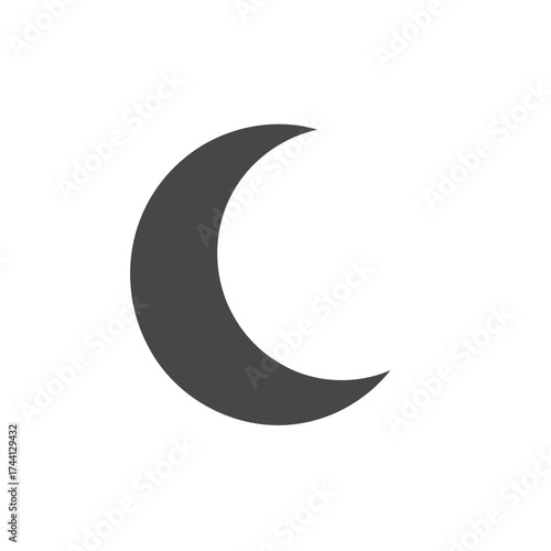Minimalist Dark Gray Crescent Moon Vector Illustration