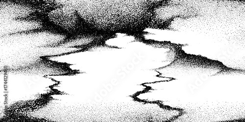 Intricate dotwork stippling pattern of abstract botanical vein