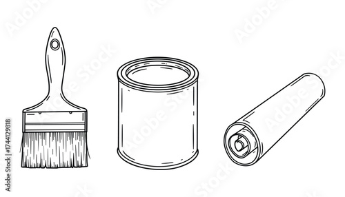 Painting Tools Set Line Art