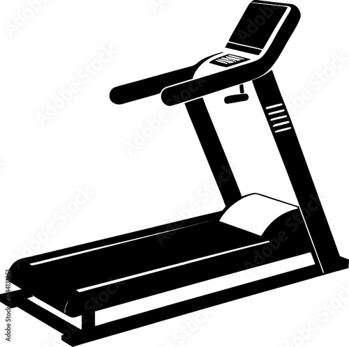 Compact treadmill silhouette  vector black , white background 
