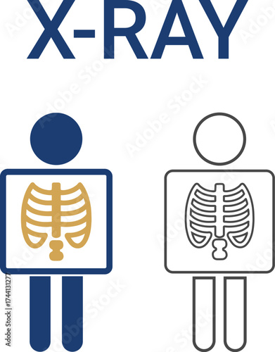 X-RAY Line art icons. Collection of vaccination, doctor, x-ray, and more. Vector illustration. Editable stroke.