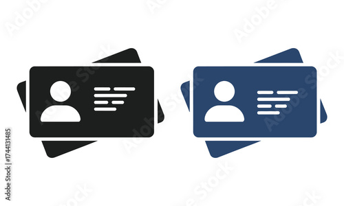 ID card icon vector illustration featuring driver’s license identification on white background. Minimal flat design representing personal identification, identity verification, and official documentat