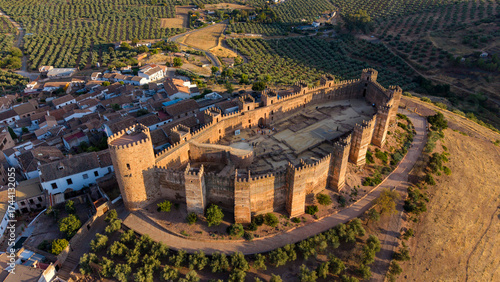 castillo de Burgalimar en el municipio de Baños de la Encina a vista de dron, España