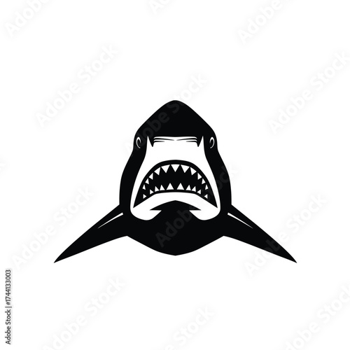 Black Silhouette of Shark Mouth Open with Teeth fish