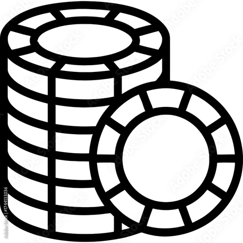 Casino chips stack outline icon vector