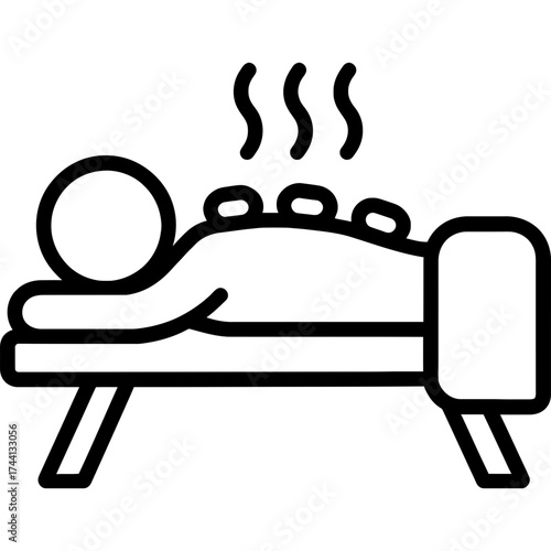 Hot stone massage therapy outline icon vector