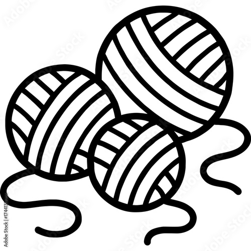 Yarn balls outline icon vector