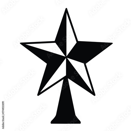 Black Silhouette Star Tree Topper Icon vector illustration