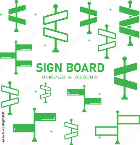 Road signs vector illustration. Vector green plate road signs templates for pointing direction. Isolated on white background.