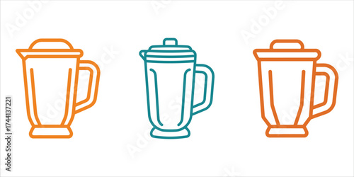 Three stylish blender icons kitchen appliances for cooking and smoothies
