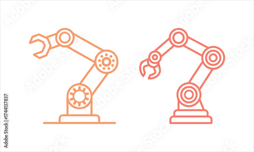 Two robotic arms icons representing modern industry and automation technology