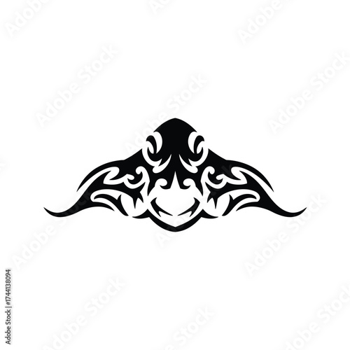 Black tribal ornamental design with flowing lines tattoo