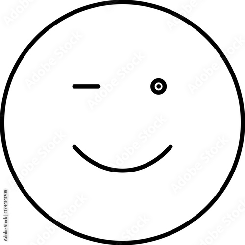 Vector art of winking face drawing