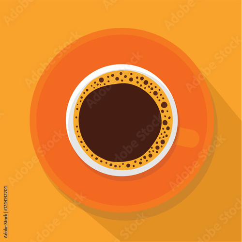 top-down flat vector illustration of a cup of coffee