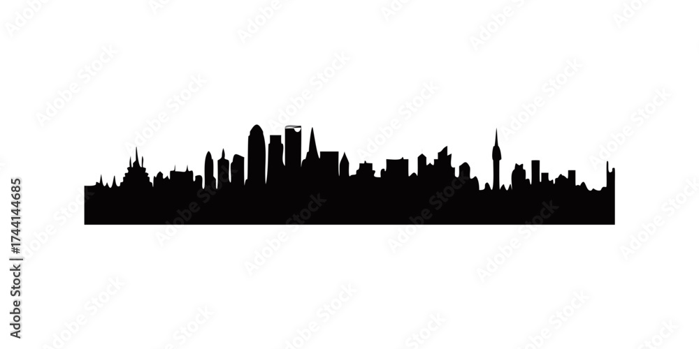 Fototapeta premium City silhouette vector set. Panorama city background. Skyline urban border collection.vector icon
