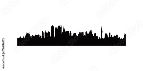 City silhouette vector set. Panorama city background. Skyline urban border collection.vector icon