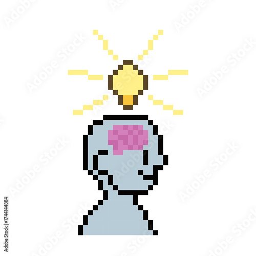 smart thinker icon pixel art