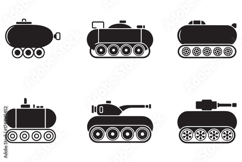 air tank icon set. Vector Black silhouettes. with white background