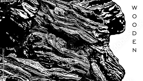 Detailed close-up tree bark texture vector illustration