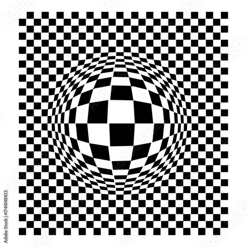 Op art checkerboard sphere